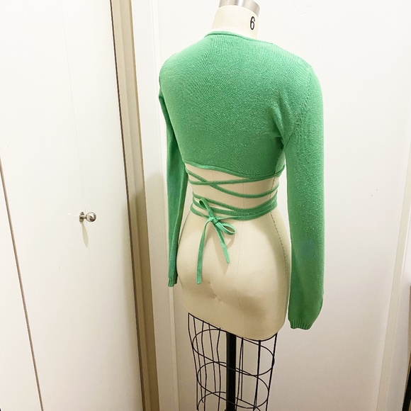 Unique DKNY Terry Knit Long Sleeve Crop Wrap Top S - Picture 10 of 14